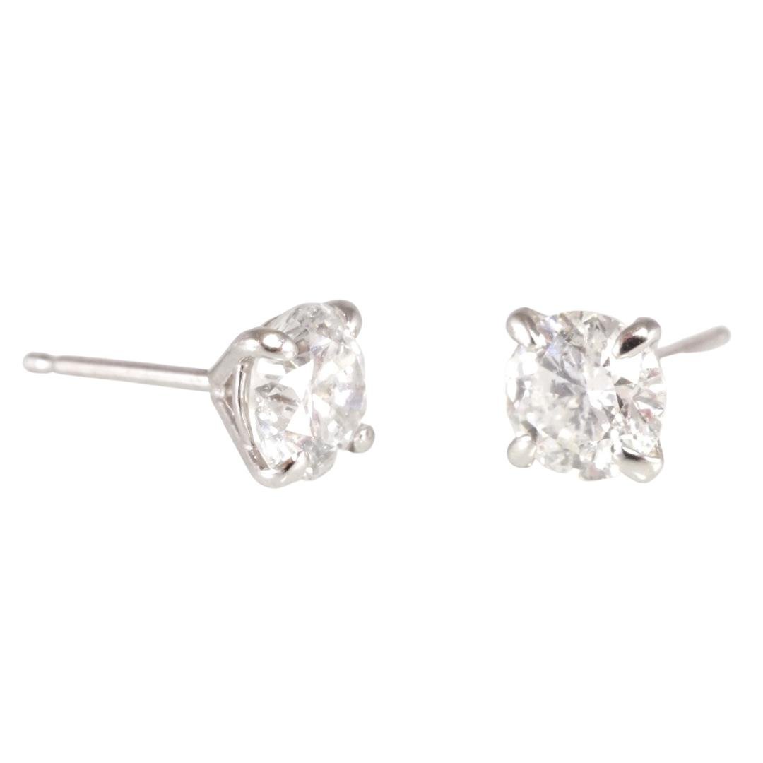 14k White Gold Diamond Stud Earrings image 1