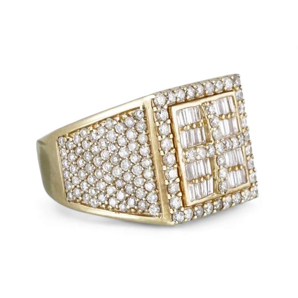 10k Yellow Gold Diamond Cross Ring for Men image 3