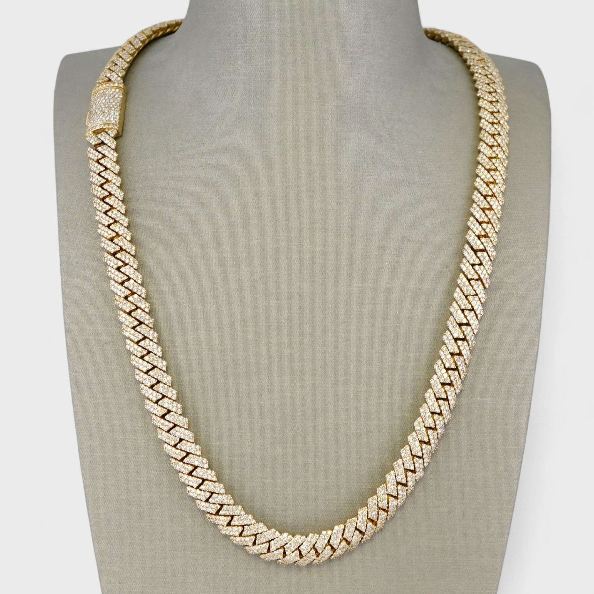 10k Yellow Gold Full Diamond Prong Setting Chain image 0