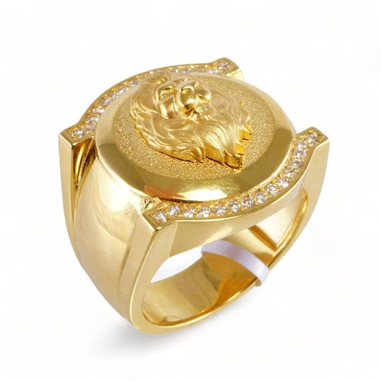 14k Yellow Gold Lion Face Ring image 0