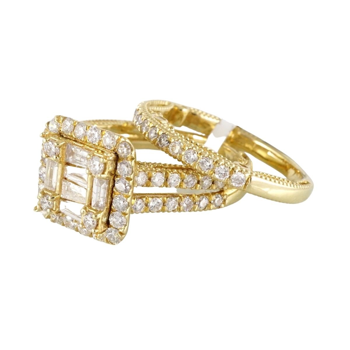 14k Gold Diamond Square Ring for Women image 1