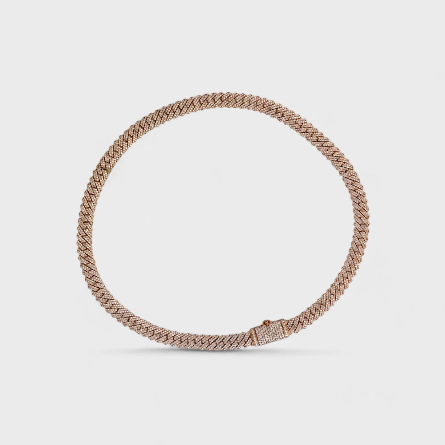 10K Rose Gold Full Diamond Prong Setting Chain image 2