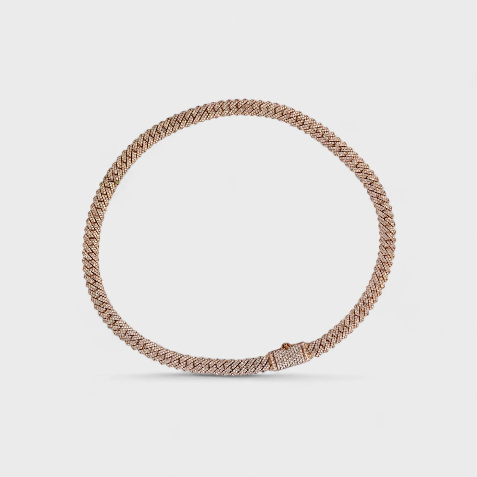 10K Rose Gold Full Diamond Prong Setting Chain image 2