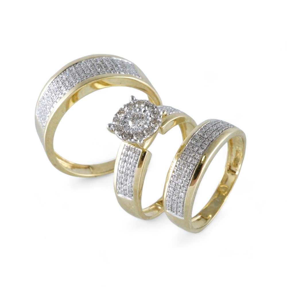 10k Yellow Gold Diamond Engagement Ring Set image 0