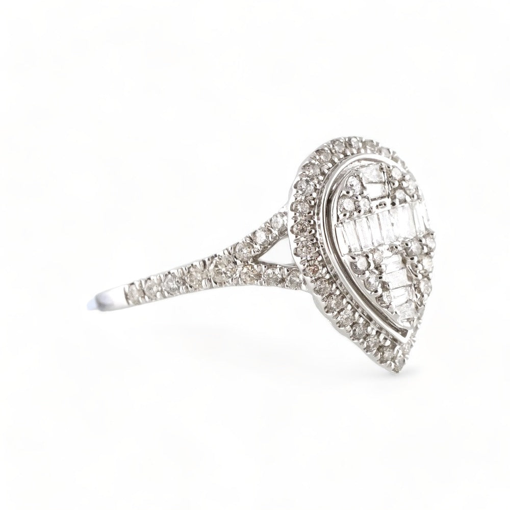 14k White Gold Almond Ring image 2