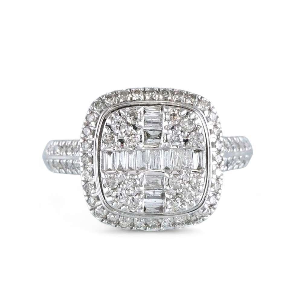 14k White Gold Diamond Square Ring image 1