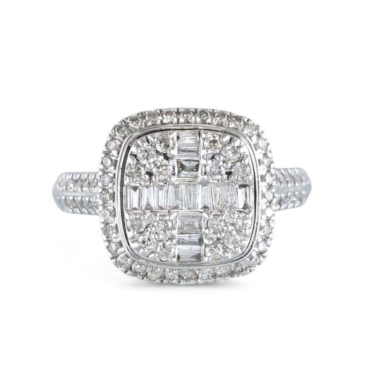 14k White Gold Diamond Square Ring image 1