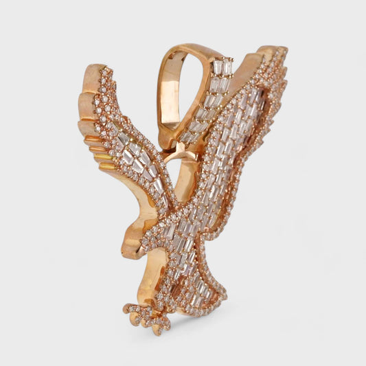 10k Rose Gold Full Diamond Eagle Pendant image 1