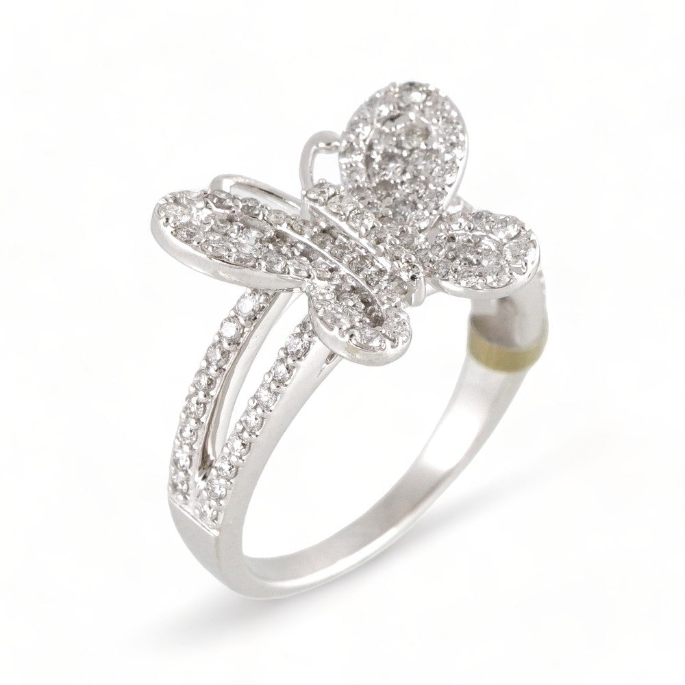10k White Gold Diamond Butterfly Ring image 0