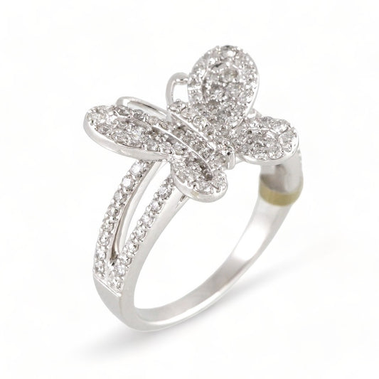10k White Gold Diamond Butterfly Ring image 0