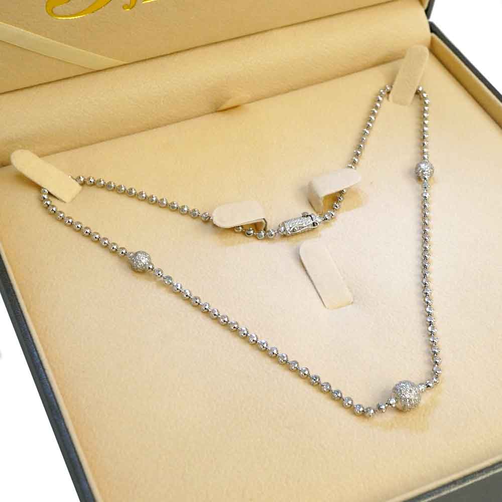 Unisex 14k White Gold Ball Chain image 4
