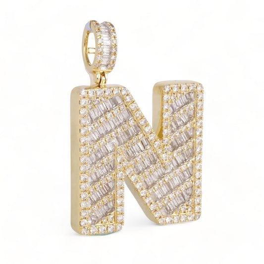14k Gold Diamond Initial N Pendant image 0