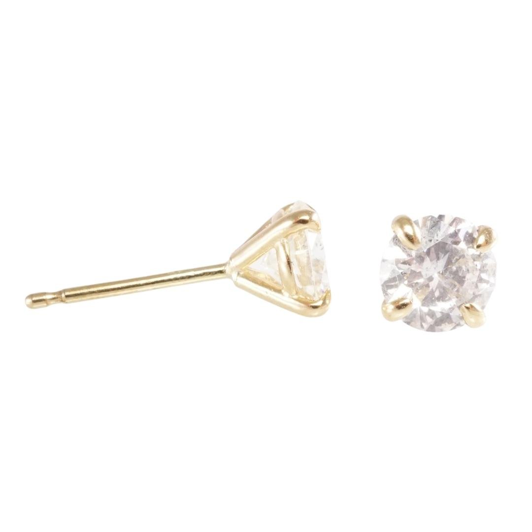 14k Yellow Gold Diamond Studs image 2
