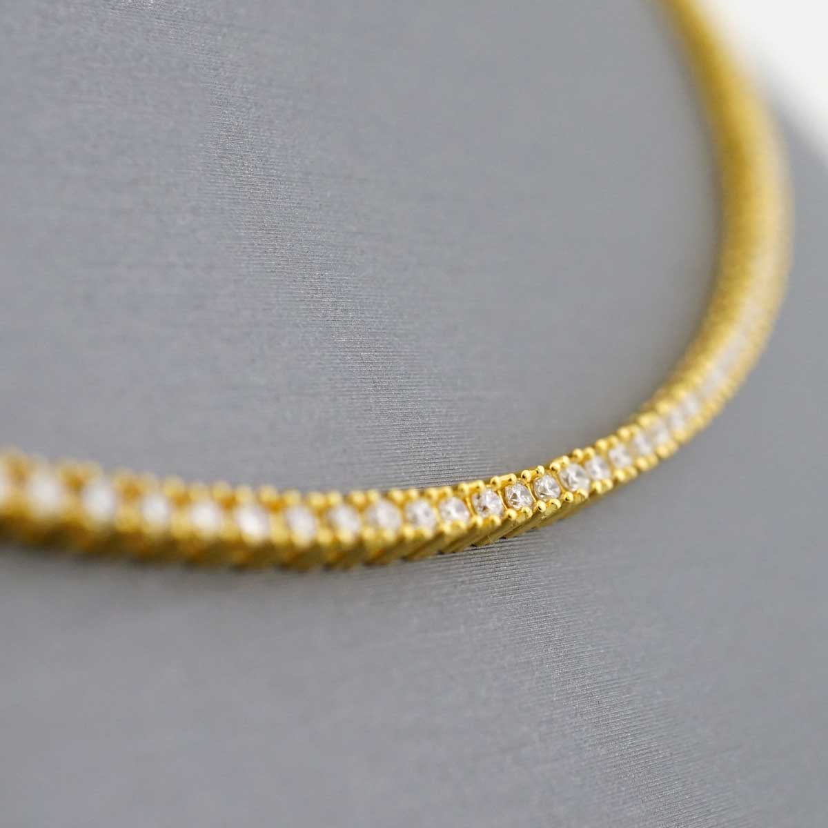 14k Yellow Gold Diamond Tennis Chain image 1