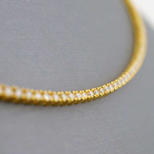 14k Yellow Gold Diamond Tennis Chain image 1