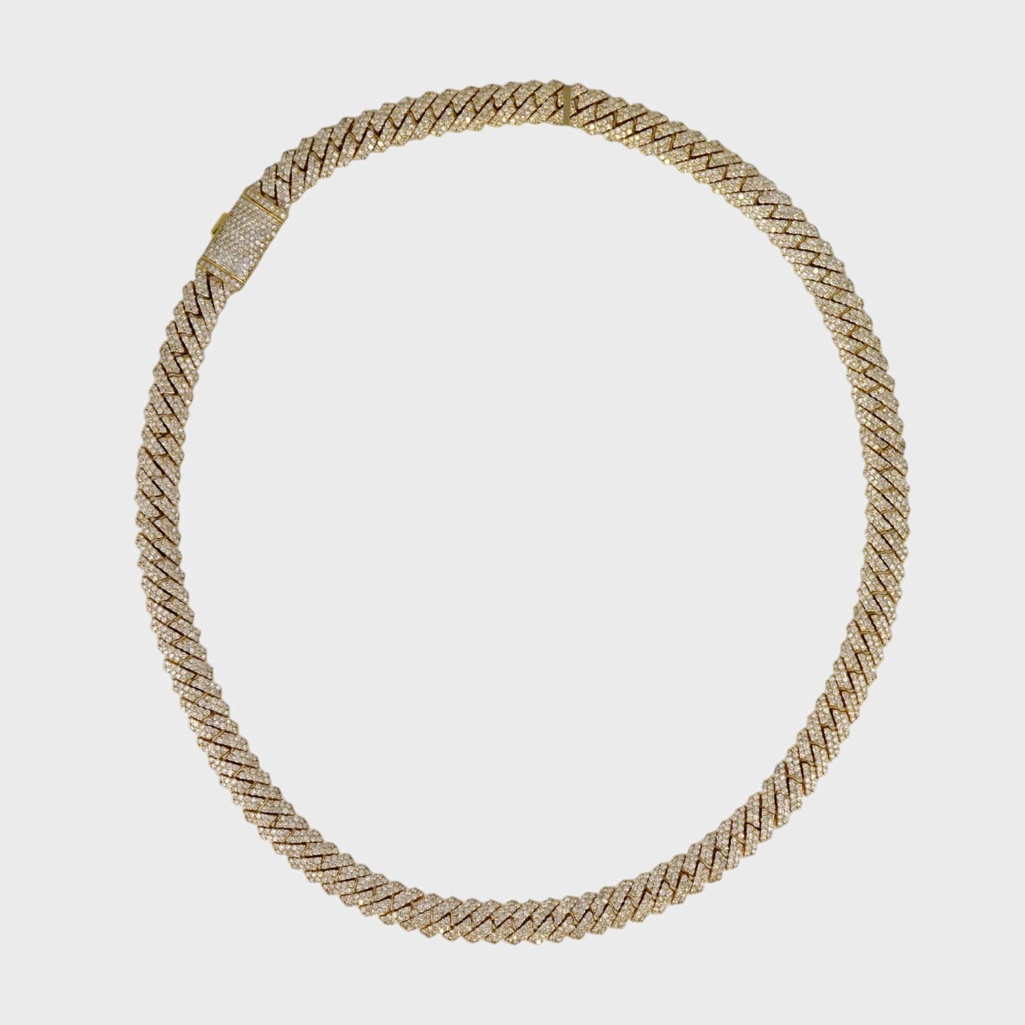 10k Yellow Gold Full Diamond Prong Setting Chain image 2