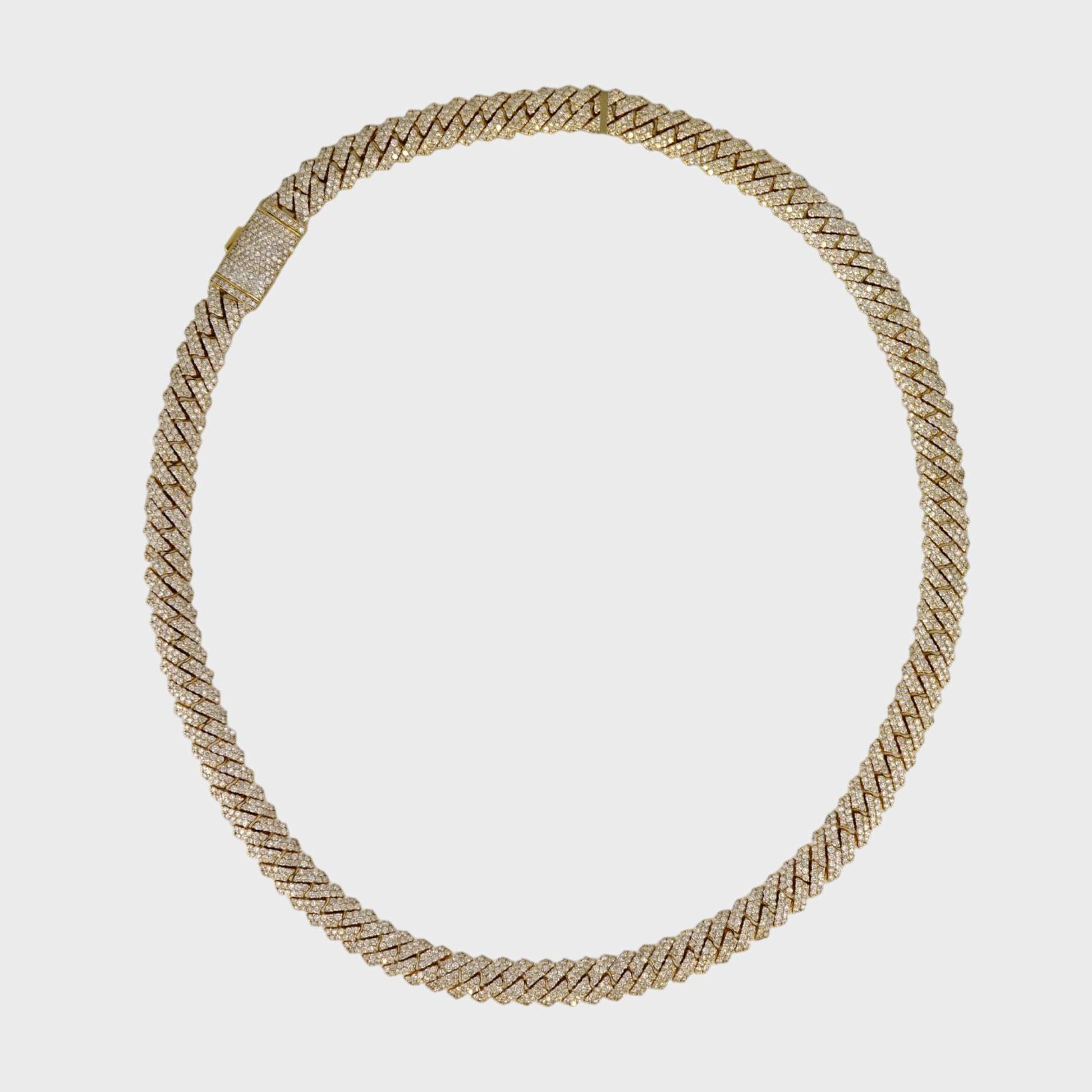 10k Yellow Gold Full Diamond Prong Setting Chain image 2