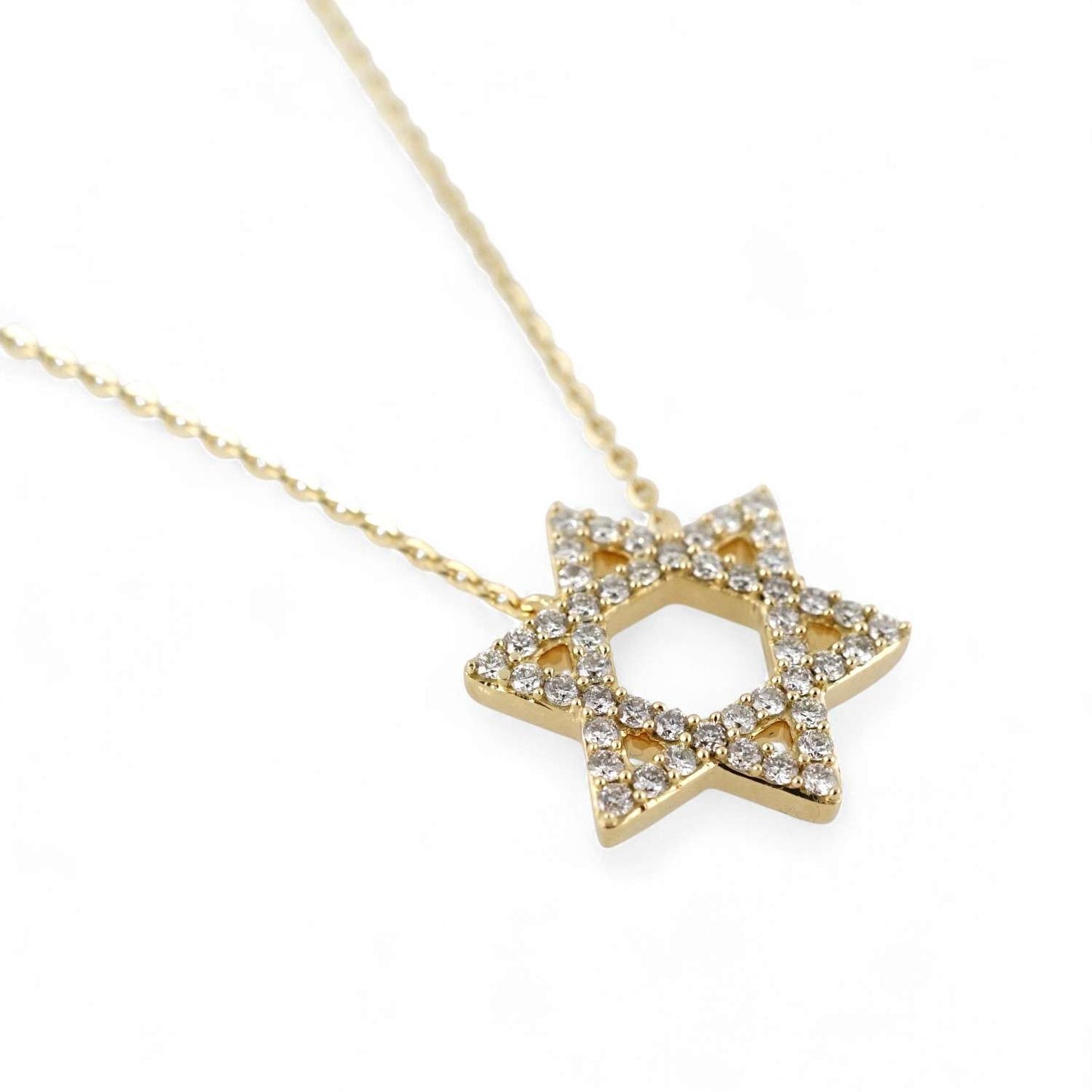 14k Yellow Gold Star of David Chain image 2