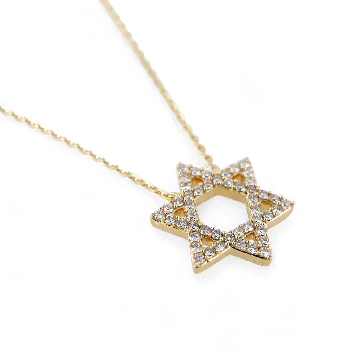14k Yellow Gold Star of David Chain image 2