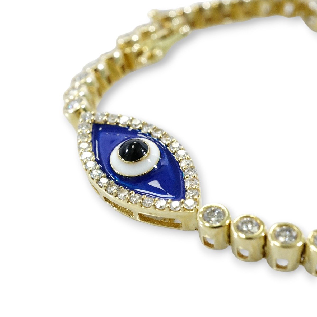 14k Yellow Gold Diamond Blue Eye Bracelet image 1