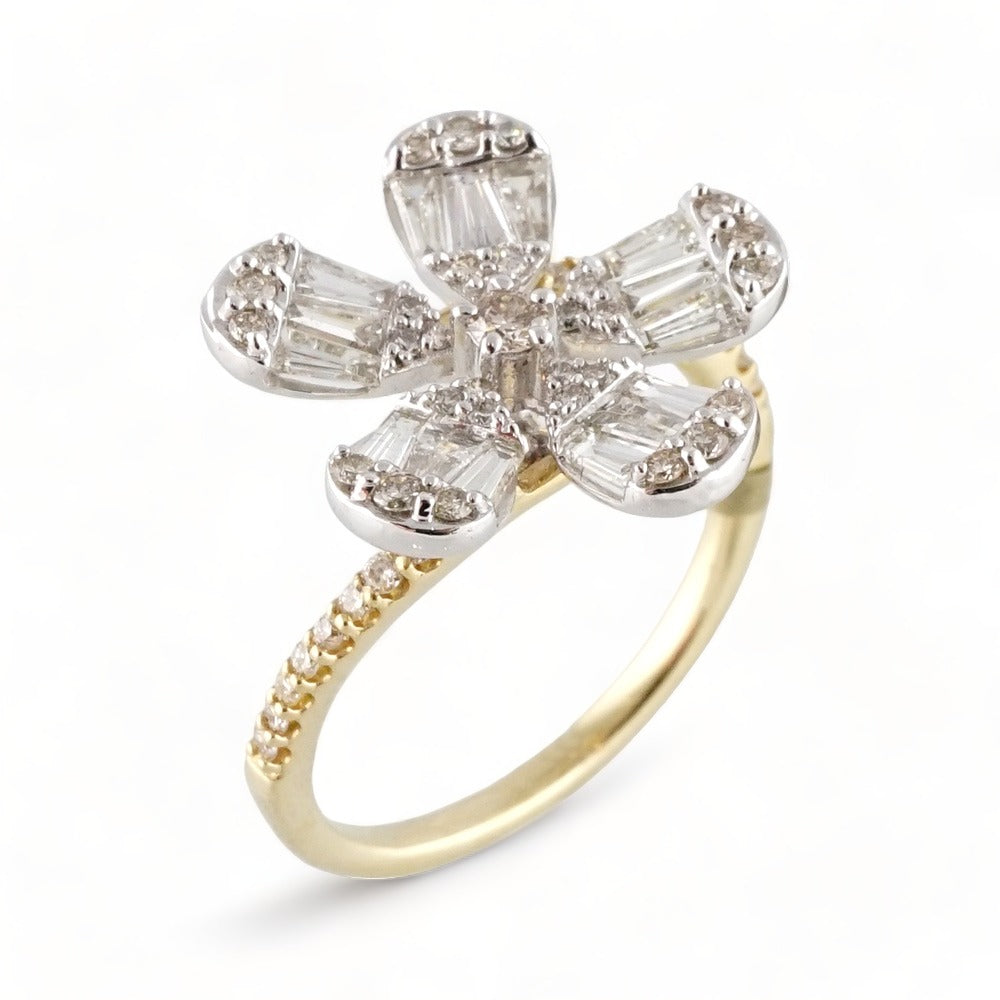 14k Gold Diamond Flower Ring image 0