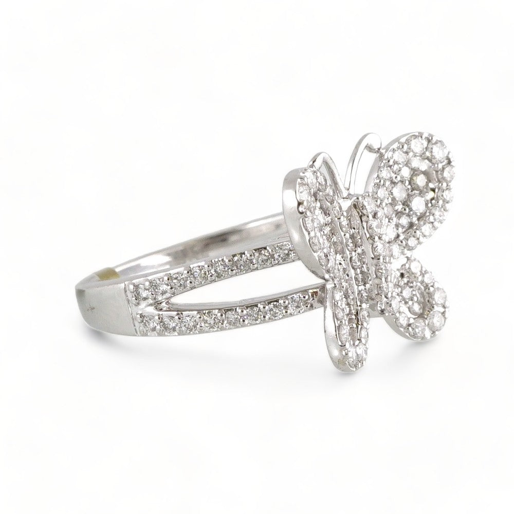 10k White Gold Diamond Butterfly Ring image 1