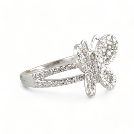 10k White Gold Diamond Butterfly Ring image 1