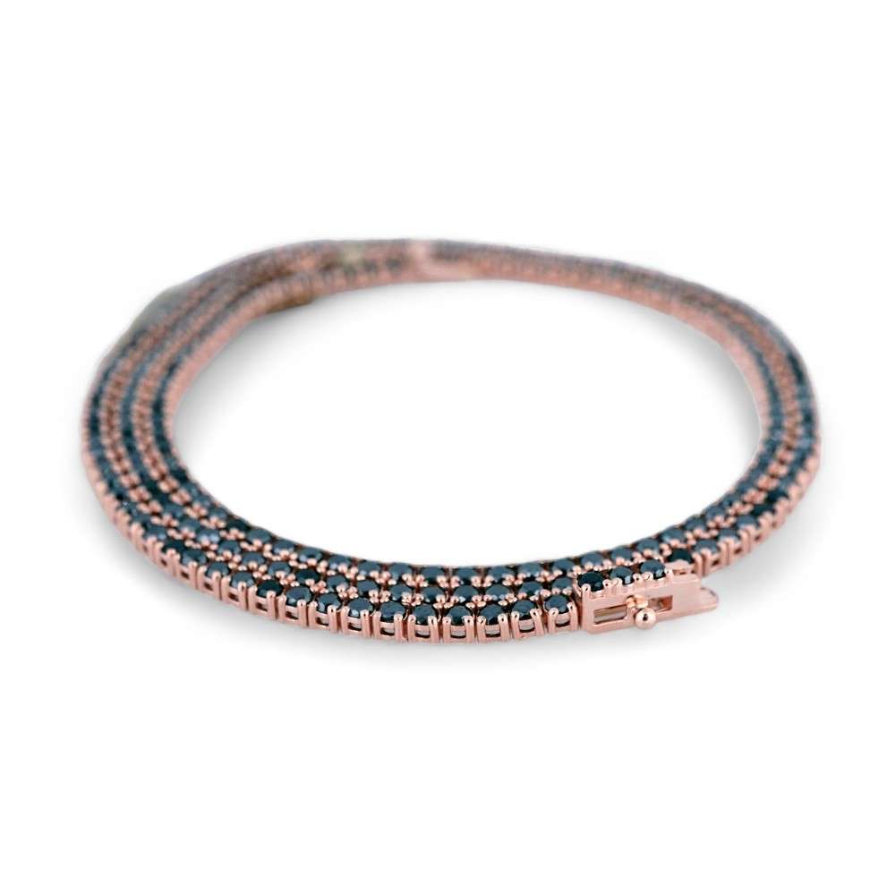 14k Rose Gold Black Diamond Tennis Chain image 2