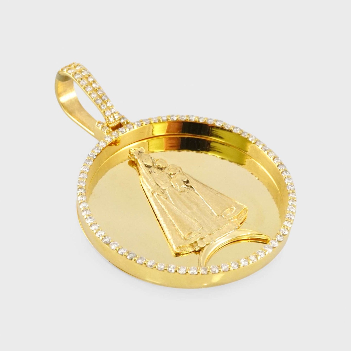 14k Yellow Gold Diamond Caridad Medal image 2