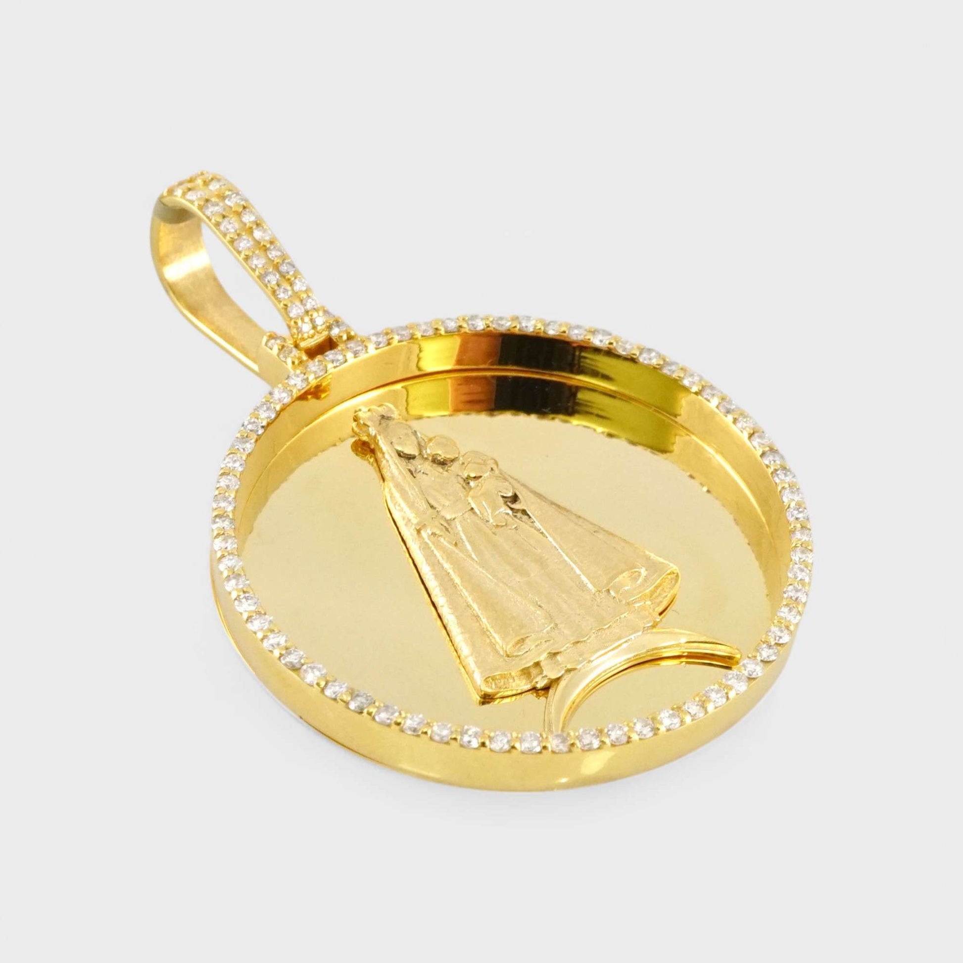 14k Yellow Gold Diamond Caridad Medal image 2