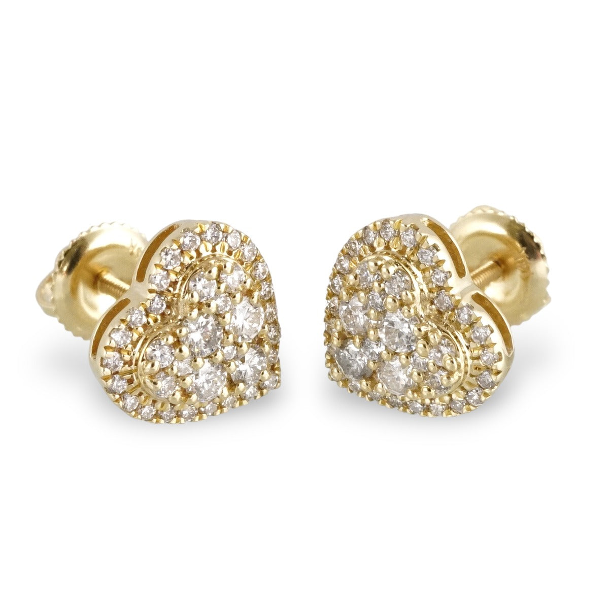 14k Gold Diamond Heart Stud Earrings image 0