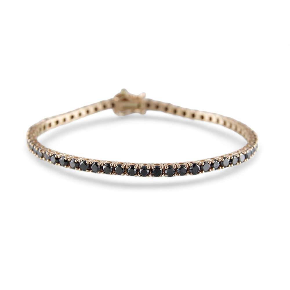 14k Rose Gold Black Diamonds Tennis Bracelet image 0