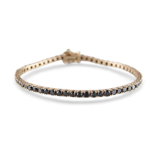 14k Rose Gold Black Diamonds Tennis Bracelet image 0