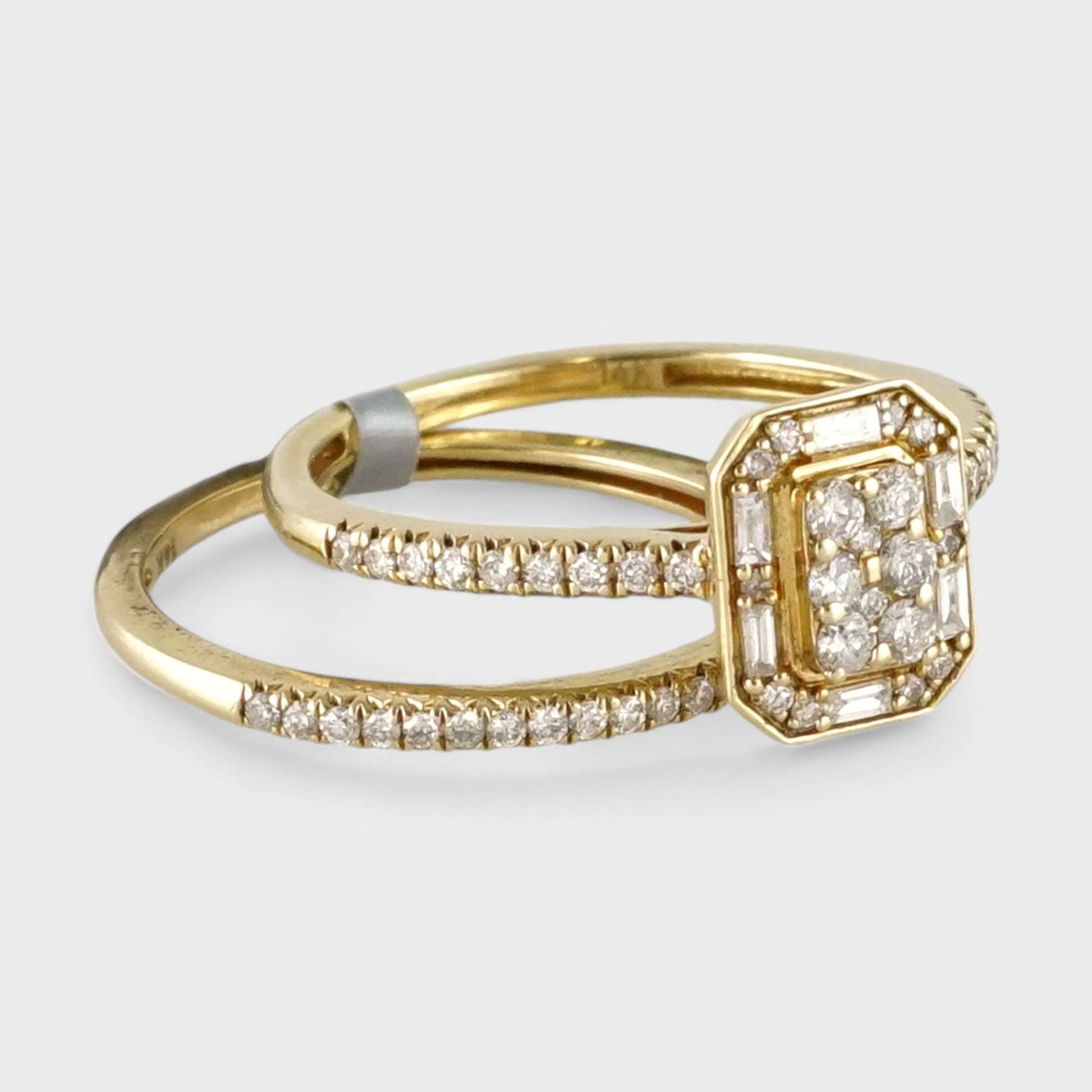 14k Yellow Gold Diamond Rectangle Shape Ring image 2