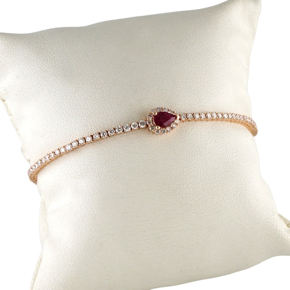 14k Rose Gold Diamond Red Almond Bracelet image 1