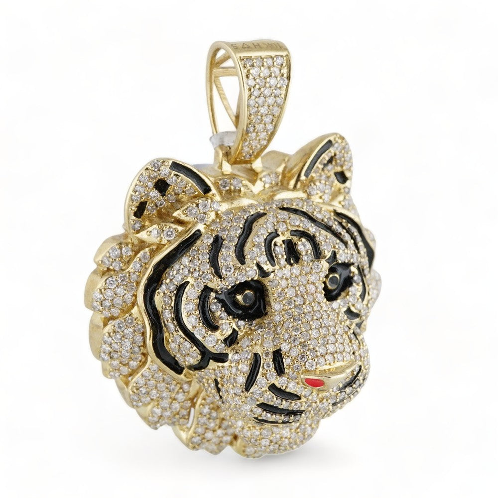 10k Gold Diamond Tiger Pendant image 0