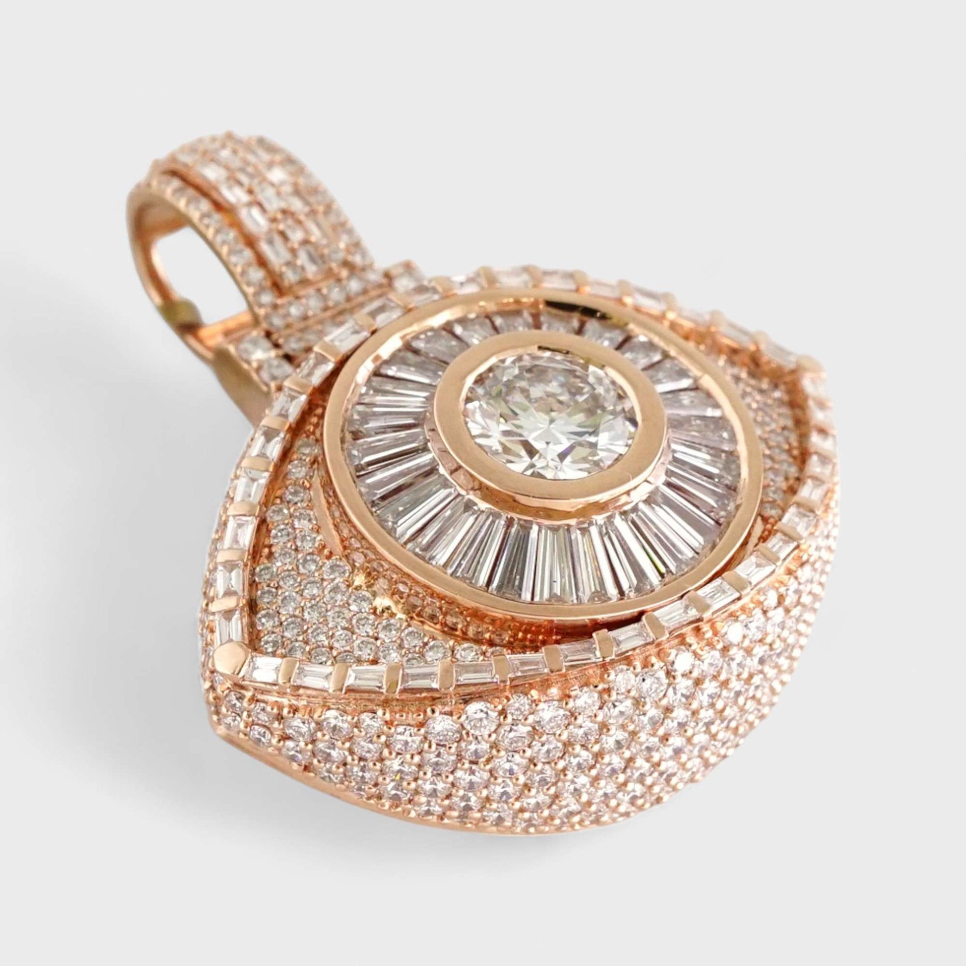 14k Rose Gold Diamond Eye Pendant image 2