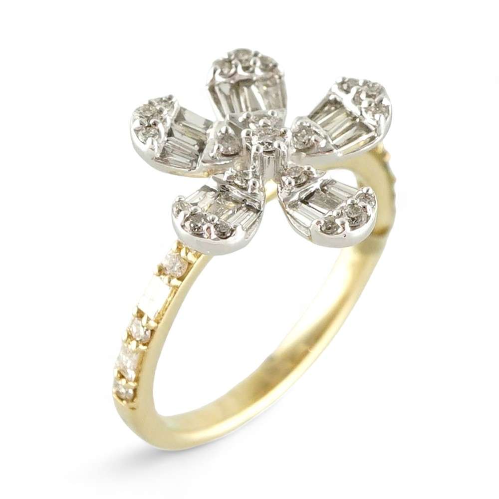 14k Yellow Gold Diamond Flower Ring image 0