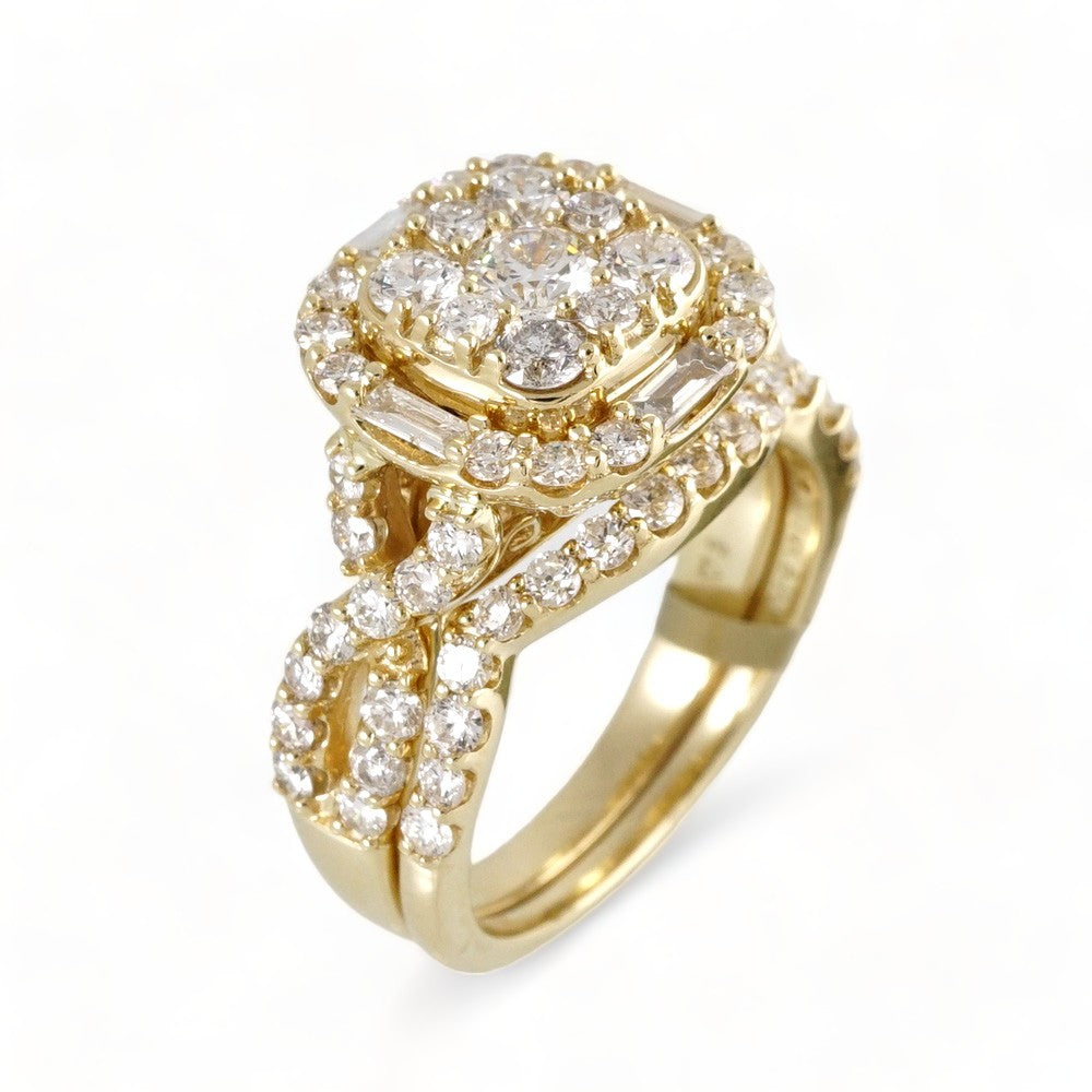 14k Yellow Gold Diamond Square Ring image 0