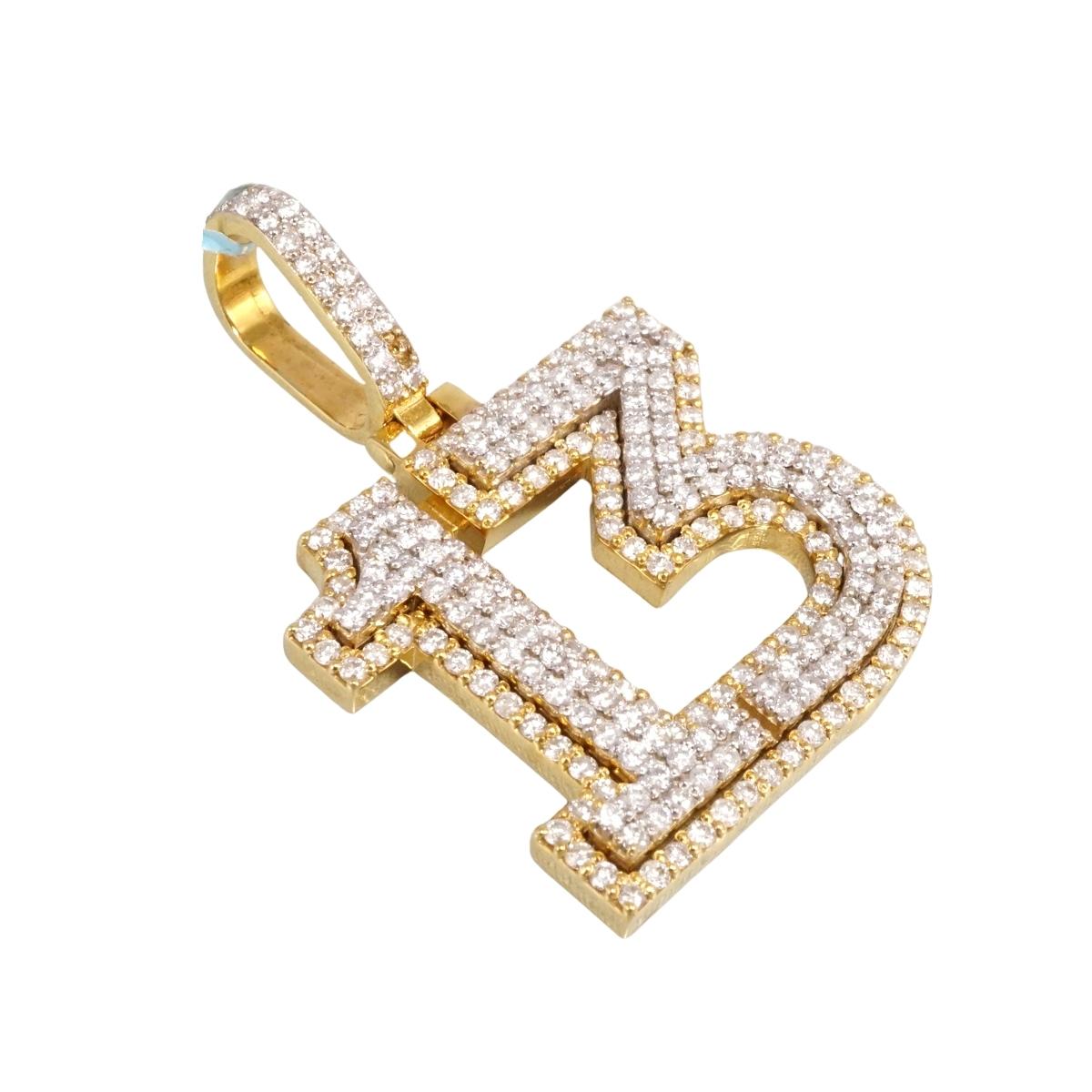 14k Diamond Number 13 Gold Charm image 1