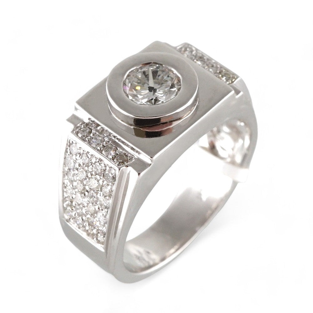 14k White Gold Diamond Round Base Ring image 0