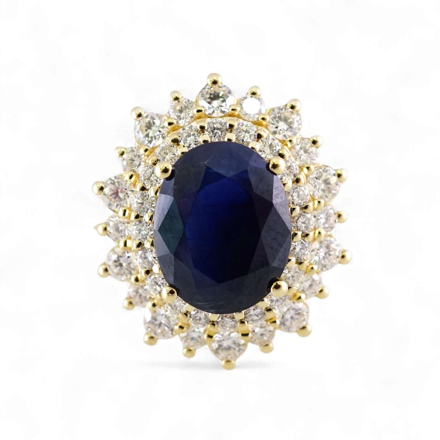 14k Yellow Gold Diamond Sapphire Crown Ring image 1