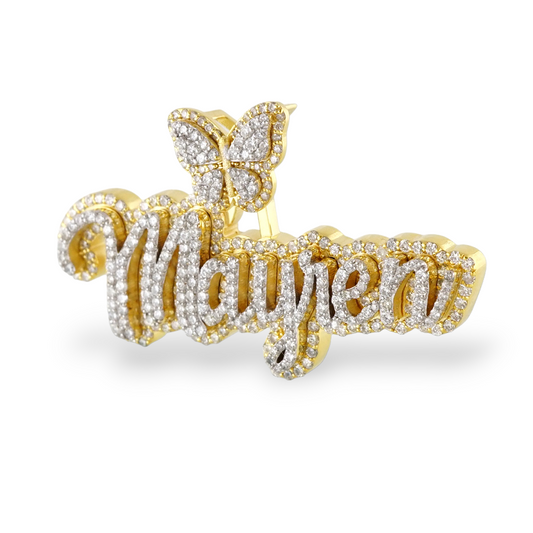 14k Yellow Gold Diamond Custom Name Pendant image 0