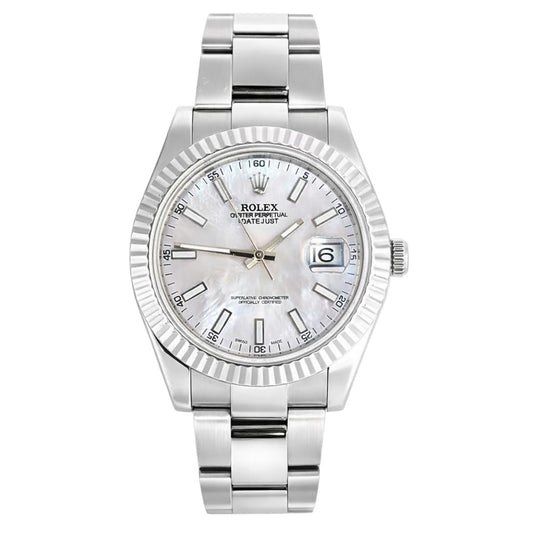 Rolex Datejust Silver Index Fluted White 41mm