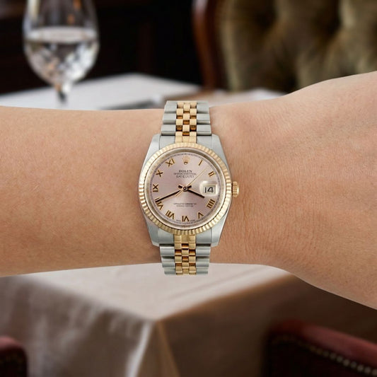 Rolex Datejust Silver Two-Tone Pink Face 36mm 116231 - Pre-Owned